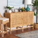 bali & pari Vivan Modern Bohemian Natural Brown Rattan and Mahogany Wood Storage Cabinet - BSOVivan-W137-Rattan-Cabinet