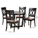 Baxton Studio Estelle Modern Beige Fabric and Dark Brown Finished Wood 5-Piece Dining Set - BSOEstelle-Sand/Dark Brown-5PC Dining Set