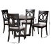 Baxton Studio Estelle Modern Grey Fabric and Dark Brown Finished Wood 5-Piece Dining Set - BSOEstelle-Grey/Dark Brown-5PC Dining Set