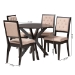 Baxton Studio Mana Modern Sand Fabric and Dark Brown Finished Wood 5-Piece Dining Set - BSOMana-Sand/Dark Brown-5PC Dining Set