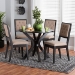 Baxton Studio Mana Modern Sand Fabric and Dark Brown Finished Wood 5-Piece Dining Set - BSOMana-Sand/Dark Brown-5PC Dining Set
