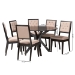 Baxton Studio Mana Modern Sand Fabric and Dark Brown Finished Wood 7-Piece Dining Set - BSOMana-Sand/Dark Brown-7PC Dining Set