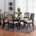 Baxton Studio Mana Modern Sand Fabric and Dark Brown Finished Wood 7-Piece Dining Set - BSOMana-Sand/Dark Brown-7PC Dining Set