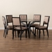 Baxton Studio Mana Modern Sand Fabric and Dark Brown Finished Wood 7-Piece Dining Set - BSOMana-Sand/Dark Brown-7PC Dining Set