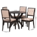 Baxton Studio Noe Modern Sand Fabric and Dark Brown Finished Wood 5-Piece Dining Set - BSONoe-Sand/Dark Brown-5PC Dining Set