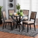Baxton Studio Noe Modern Sand Fabric and Dark Brown Finished Wood 5-Piece Dining Set - BSONoe-Sand/Dark Brown-5PC Dining Set