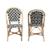 bali & pari Ambre Modern French Black and White Weaving Natural Rattan 2-Piece Bistro Chair Set - BSOBC003-Rattan-DC