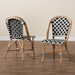 bali & pari Ambre Modern French Black and White Weaving Natural Rattan 2-Piece Bistro Chair Set - BSOBC003-Rattan-DC