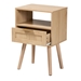 Baxton Studio Emmett Mid-Century Modern Light Brown Finished Wood 1-Drawer End Table - BSOSR211212-Wooden-ET