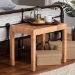 bali & pari Abelia Modern Bohemian Natural Rattan and Mahogany Wood Short Accent Bench - BSOAbelia-Wooden-Bench-Small