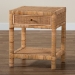 bali & pari Adelia Modern Bohemian Natural Rattan and Mahogany Wood 1-Drawer Nightstand - BSOAdelia-Wooden-NS