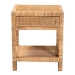 bali & pari Adelia Modern Bohemian Natural Rattan and Mahogany Wood 1-Drawer Nightstand - BSOAdelia-Wooden-NS
