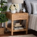bali & pari Adelia Modern Bohemian Natural Rattan and Mahogany Wood 1-Drawer Nightstand - BSOAdelia-Wooden-NS