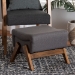 Baxton Studio Hanson Mid-Century Modern Dark Grey Fabric and Walnut Brown Finished Wood Ottoman - BSORAC527-Dark Grey-Otto
