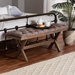 Baxton Studio Cherene Modern Farmhouse Chocolate Velvet Fabric and Rustic Brown Finished Wood Bench - BSORDS982-Choco Velvet-Bench