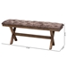 Baxton Studio Cherene Modern Farmhouse Chocolate Velvet Fabric and Rustic Brown Finished Wood Bench - BSORDS982-Choco Velvet-Bench