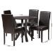 Baxton Studio Rosi Modern Espresso Brown Faux Leather and Wood 5-Piece Dining Set - BSORosi-Dark Brown-5PC Dining Set