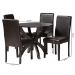 Baxton Studio Trine Modern Espresso Brown Faux Leather and Wood 5-Piece Dining Set - BSOTrine-Dark Brown-5PC Dining Set