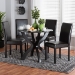 Baxton Studio Trine Modern Espresso Brown Faux Leather and Wood 5-Piece Dining Set - BSOTrine-Dark Brown-5PC Dining Set