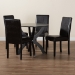 Baxton Studio Trine Modern Espresso Brown Faux Leather and Wood 5-Piece Dining Set - BSOTrine-Dark Brown-5PC Dining Set