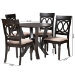 Baxton Studio Angie Modern Sand Fabric and Dark Brown Finished Wood 5-Piece Dining Set - BSOAngie-Sand/Dark Brown-5PC Dining Set