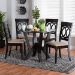 Baxton Studio Angie Modern Sand Fabric and Dark Brown Finished Wood 5-Piece Dining Set - BSOAngie-Sand/Dark Brown-5PC Dining Set