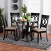 Baxton Studio Angie Modern Sand Fabric and Dark Brown Finished Wood 5-Piece Dining Set - BSOAngie-Sand/Dark Brown-5PC Dining Set
