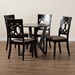 Baxton Studio Angie Modern Sand Fabric and Dark Brown Finished Wood 5-Piece Dining Set - BSOAngie-Sand/Dark Brown-5PC Dining Set