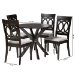 Baxton Studio Jessie Modern Grey Fabric and Dark Brown Finished Wood 5-Piece Dining Set - BSOJessie-Grey/Dark Brown-5PC Dining Set