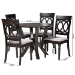 Baxton Studio Angie Modern Grey Fabric and Dark Brown Finished Wood 5-Piece Dining Set - BSOAngie-Grey/Dark Brown-5PC Dining Set