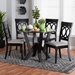 Baxton Studio Angie Modern Grey Fabric and Dark Brown Finished Wood 5-Piece Dining Set - BSOAngie-Grey/Dark Brown-5PC Dining Set