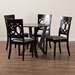 Baxton Studio Angie Modern Grey Fabric and Dark Brown Finished Wood 5-Piece Dining Set - BSOAngie-Grey/Dark Brown-5PC Dining Set