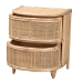 bali & pari Oleta Modern Bohemian Natural Brown Rattan 2-Drawer Nightstand - BSOWS017-Rattan-NS