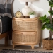bali & pari Oleta Modern Bohemian Natural Brown Rattan 2-Drawer Nightstand - BSOWS017-Rattan-NS