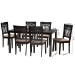 Baxton Studio Genesis Modern Beige Fabric and Dark Brown Finished Wood 7-Piece Dining Set - BSORH389C-Sand/Dark Brown-7PC Dining Set
