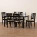 Baxton Studio Genesis Modern Beige Fabric and Dark Brown Finished Wood 7-Piece Dining Set - BSORH389C-Sand/Dark Brown-7PC Dining Set