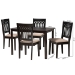 Baxton Studio Genesis Modern Beige Fabric and Dark Brown Finished Wood 5-Piece Dining Set - BSORH389C-Sand/Dark Brown-5PC Dining Set