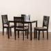 Baxton Studio Genesis Modern Beige Fabric and Dark Brown Finished Wood 5-Piece Dining Set - BSORH389C-Sand/Dark Brown-5PC Dining Set