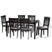 Baxton Studio Genesis Modern Grey Fabric and Dark Brown Finished Wood 7-Piece Dining Set - BSORH389C-Grey/Dark Brown-7PC Dining Set