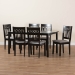 Baxton Studio Genesis Modern Grey Fabric and Dark Brown Finished Wood 7-Piece Dining Set - BSORH389C-Grey/Dark Brown-7PC Dining Set