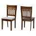 Baxton Studio Genesis Modern Grey Fabric and Walnut Brown Finished Wood 2-Piece Dining Chair Set