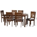 Baxton Studio Genesis Modern Grey Fabric and Walnut Brown Finished Wood 7-Piece Dining Set - BSORH389C-Grey/Walnut-7PC Dining Set