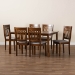 Baxton Studio Genesis Modern Grey Fabric and Walnut Brown Finished Wood 7-Piece Dining Set - BSORH389C-Grey/Walnut-7PC Dining Set