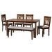 Baxton Studio Genesis Modern Grey Fabric and Walnut Brown Finished Wood 6-Piece Dining Set