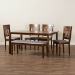 Baxton Studio Genesis Modern Grey Fabric and Walnut Brown Finished Wood 6-Piece Dining Set - BSORH389C-Grey/Walnut-6PC Dining Set