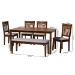 Baxton Studio Genesis Modern Grey Fabric and Walnut Brown Finished Wood 6-Piece Dining Set - BSORH389C-Grey/Walnut-6PC Dining Set