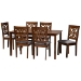 Baxton Studio Abigail Modern Grey Fabric and Walnut Brown Finished Wood 7-Piece Dining Set