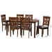 Baxton Studio Abigail Modern Grey Fabric and Walnut Brown Finished Wood 7-Piece Dining Set - BSORH391C-Grey/Walnut-7PC Dining Set