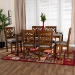 Baxton Studio Abigail Modern Grey Fabric and Walnut Brown Finished Wood 7-Piece Dining Set - BSORH391C-Grey/Walnut-7PC Dining Set