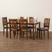 Baxton Studio Abigail Modern Grey Fabric and Walnut Brown Finished Wood 7-Piece Dining Set - BSORH391C-Grey/Walnut-7PC Dining Set